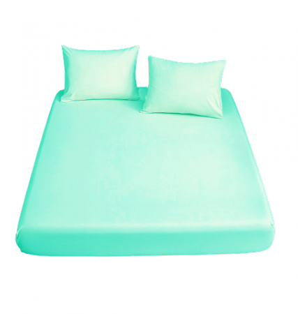 Cearceaf de pat cu elastic, bumbac natural 100%, turcoaz [2]