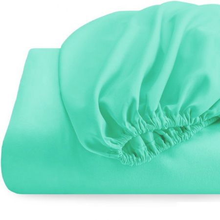 Cearceaf de pat cu elastic, bumbac natural 100%, turcoaz [5]