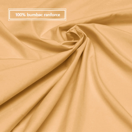 Cearceaf de pat cu elastic, bumbac natural 100%, mustar [8]