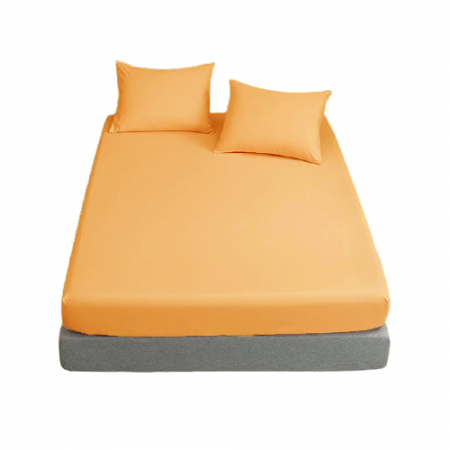 Cearceaf de pat cu elastic, bumbac natural 100%, mustar [1]