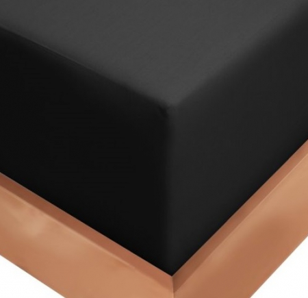 Cearceaf de pat cu elastic, bumbac natural 100%, negru [3]