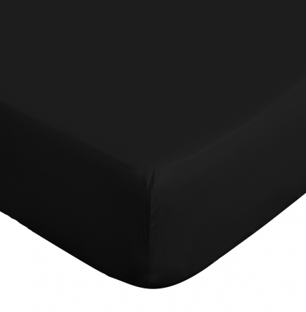 Cearceaf de pat cu elastic, bumbac natural 100%, negru [4]
