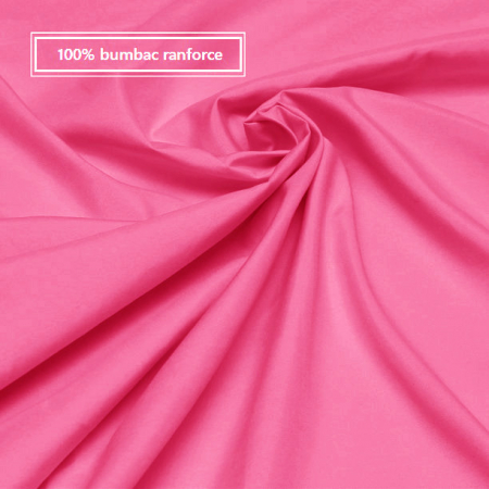 Cearceaf de pat cu elastic, bumbac natural 100%, roz aprins, magenta [4]