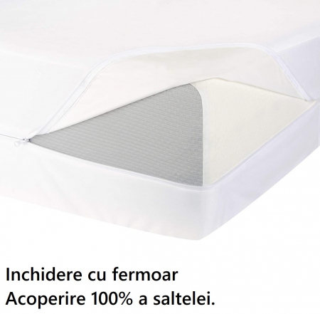 Husa cu fermoar pentru saltea din bumbac 100% natural, de culoare alb [5]