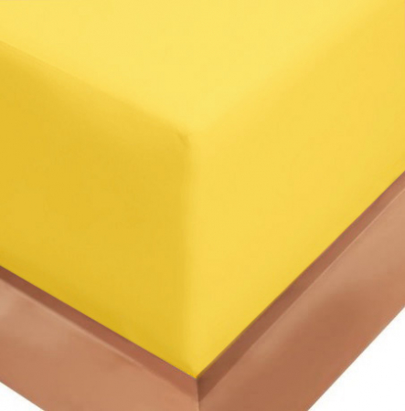 Cearceaf de pat cu elastic, bumbac natural 100%, galben pal [2]