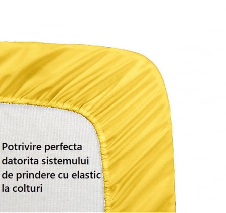 Pentru pat - Cearceaf de pat cu elastic, bumbac natural 100%, galben pal