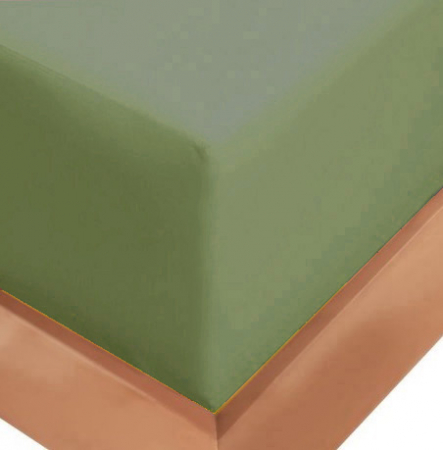 Cearceaf de pat cu elastic, bumbac natural 100%, verde army [3]
