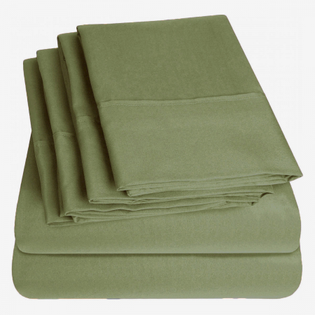 Cearceaf de pat cu elastic, bumbac natural 100%, verde army [4]