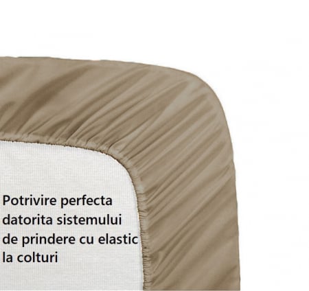 Pentru pat - Cearceaf de pat cu elastic, bumbac natural 100%, maro