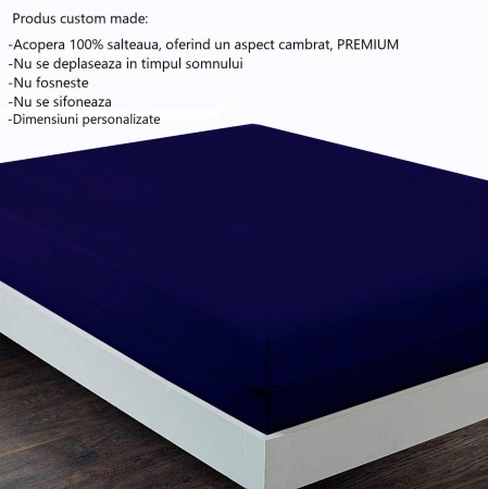 Husa cu fermoar pentru saltea din bumbac 100% natural, de culoare bleumarin [3]