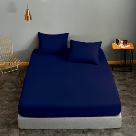 Husa cu fermoar pentru saltea din bumbac 100% natural, de culoare bleumarin [7]