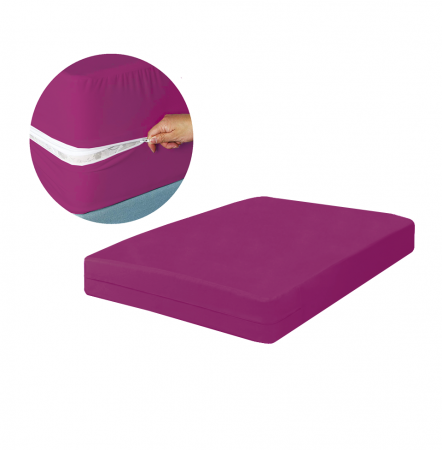 Huse pentru saltele - Husa cu fermoar pentru saltea din bumbac 100% natural, de culoare mov