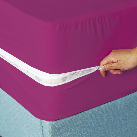 Husa cu fermoar pentru saltea din bumbac 100% natural, de culoare mov [2]