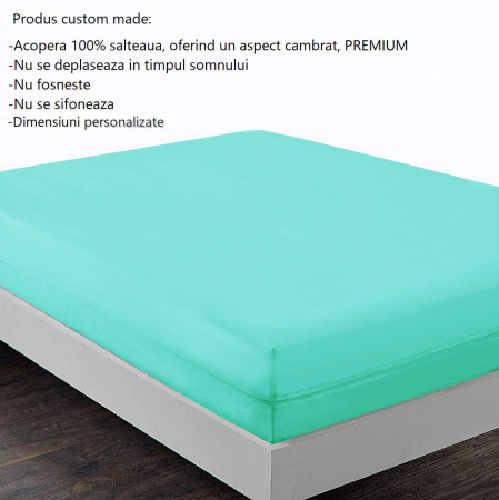 Husa cu fermoar pentru saltea din bumbac 100% natural, de culoare turcoaz [4]
