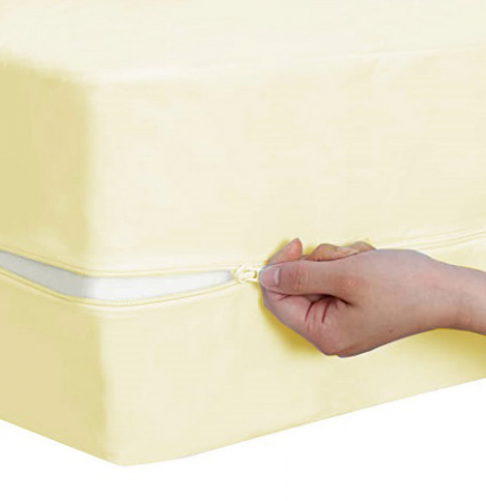 Husa cu fermoar pentru saltea din bumbac 100% natural, de culoare crem, ivory [2]