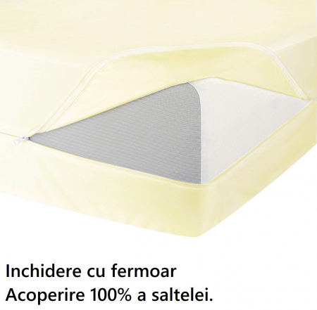 Husa cu fermoar pentru saltea din bumbac 100% natural, de culoare crem, ivory [5]