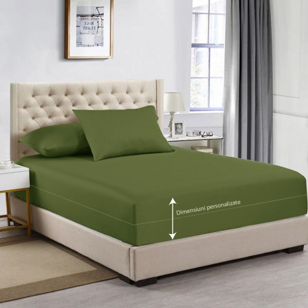 Husa cu fermoar pentru saltea din bumbac 100% natural, de culoare verde army [7]