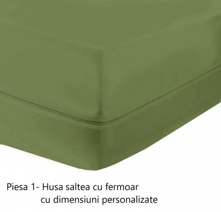Husa cu fermoar pentru saltea din bumbac 100% natural, de culoare verde army [4]