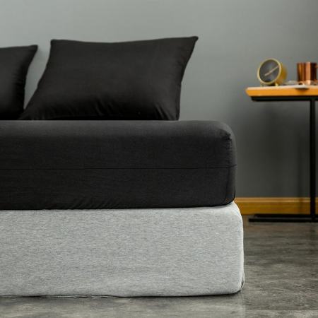 Husa cu fermoar pentru saltea din bumbac 100% natural, de culoare negru [7]