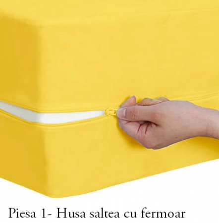 Husa cu fermoar pentru saltea din bumbac 100% natural, de culoare galben pal [2]