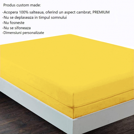 Husa cu fermoar pentru saltea din bumbac 100% natural, de culoare galben pal [3]