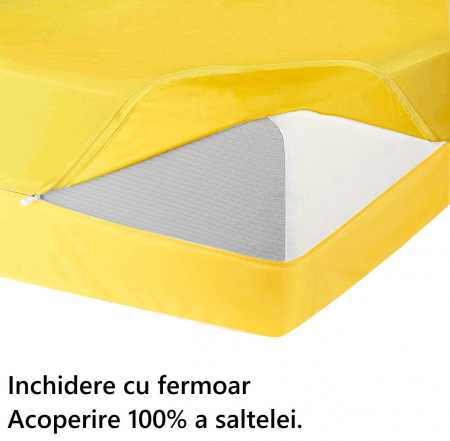 Husa cu fermoar pentru saltea din bumbac 100% natural, de culoare galben pal [4]