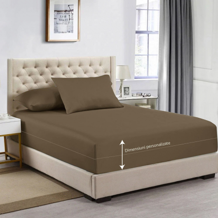 Husa cu fermoar pentru saltea din bumbac 100% natural, de culoare maro [7]