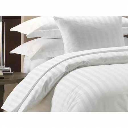 Lenjerie pat 2p bumbac damasc dungi late alb – 4 piese ( saltea 140/200) [3]