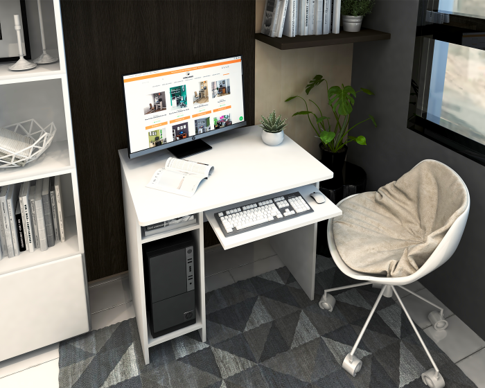 Birou Pc Skm-12 Ro,82x60x74 cm, Alb [4]