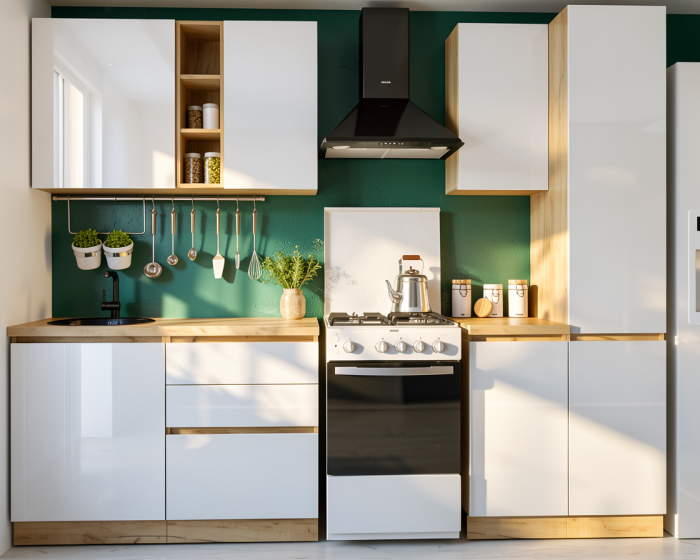 Bucatarie Chelsea  Stejar K003 Alb 200x60x215 cm [6]