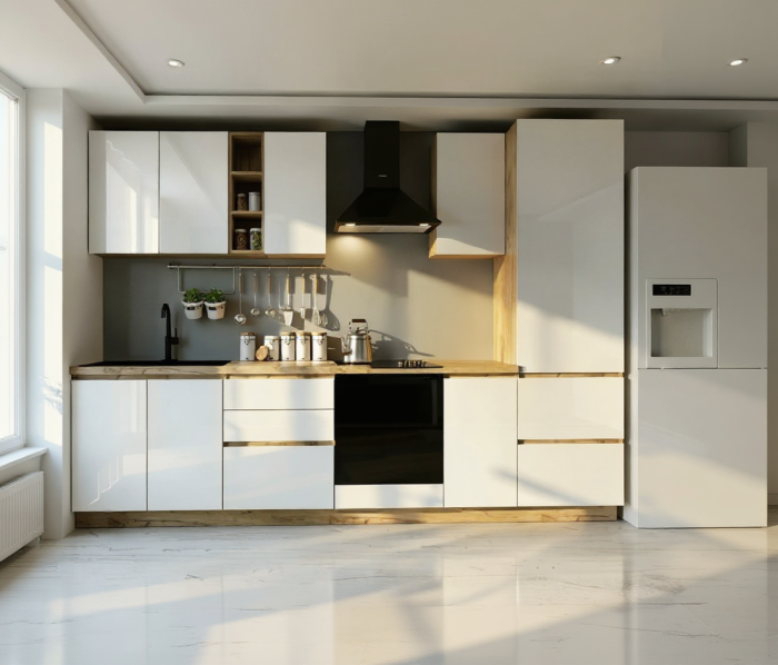 Bucatarie Chelsea  Stejar K003 Alb 300x60x215 cm [3]