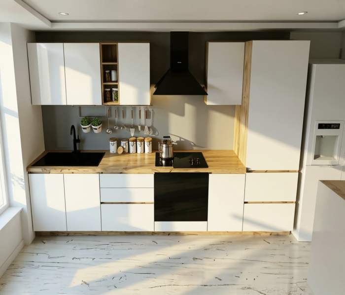 Bucatarie Chelsea  Stejar K003 Alb 300x60x215 cm [4]