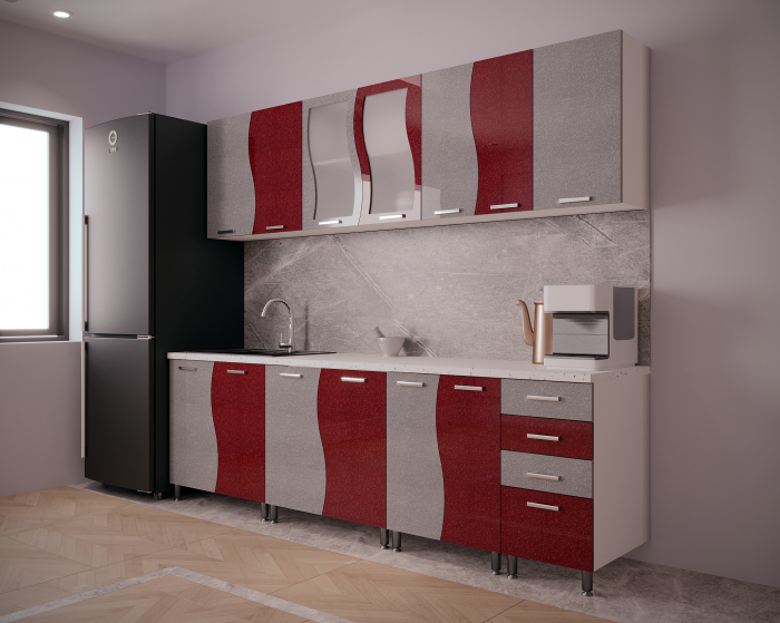 Bucatarie CIP S MDF Rosu Metalizat 2,6m [2]