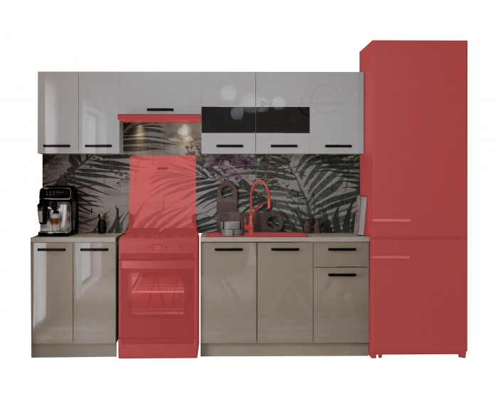 Bucatarie Daria, 240x60x200cm, Alb+Cappuccino [6]