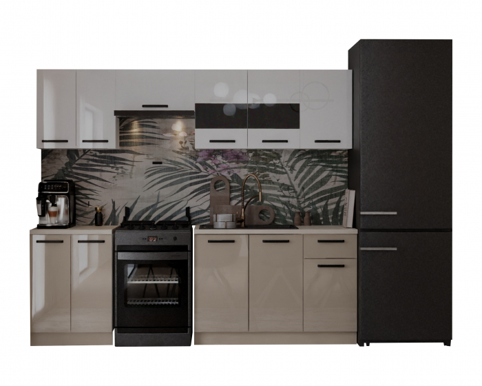 Bucatarie Daria, 240x60x200cm, Alb+Cappuccino [5]