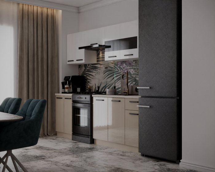 Bucatarie Daria, 240x60x200cm, Alb+Cappuccino [2]