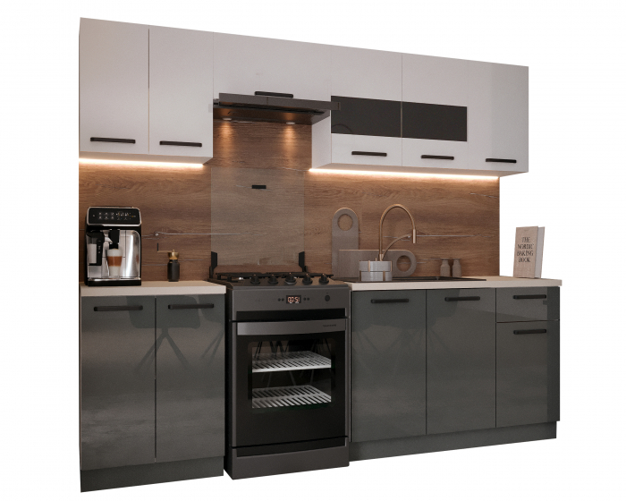 Bucatarie Daria, 240x60x200cm, Alb+Antracit [5]