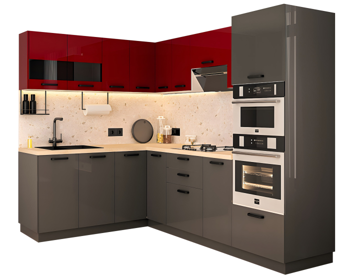 Bucatarie Daria colt V1, Rosu+Antracit [6]