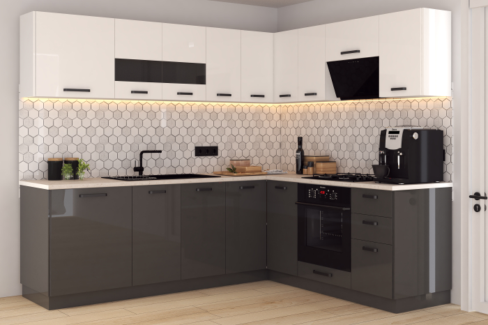 Bucatarie Daria colt V2, Alb+Antracit [1]