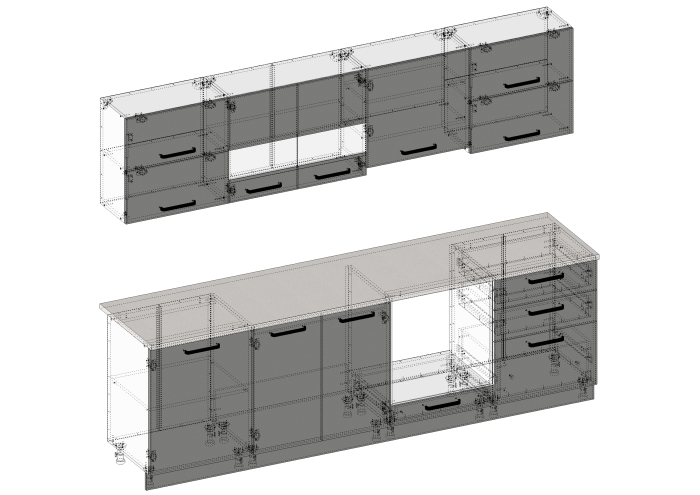 Bucatarie Daria MDF, V1 260x60x200cm, Alb [7]