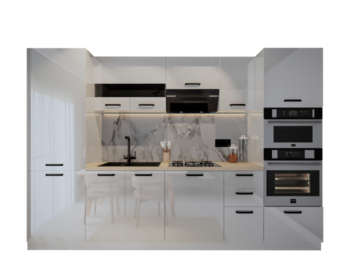 Bucatarie Daria, MDF Alb Lucios, 300x60x200cm [4]