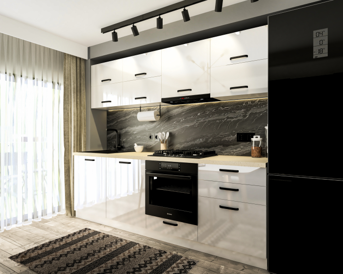 Bucatarie Daria V2, 240x60x200cm, Alb [2]