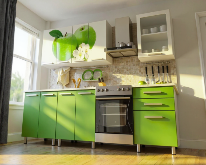 Bucatarie Famp Mar Alb Verde 180x60x200 cm [2]
