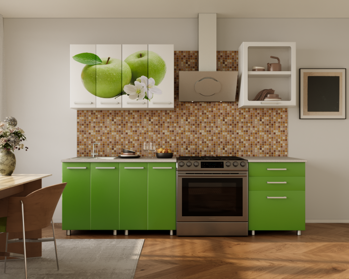 Bucatarie Famp Mar Alb Verde 180x60x200 cm [2]