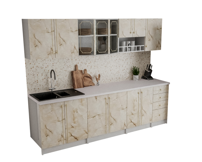 Bucatarie Karina, 260 x 32 / 60 x 200 cm, Marmura [5]