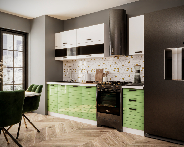 Bucatarie Tehno-3 MDF Verde Lucios 2.0m [2]