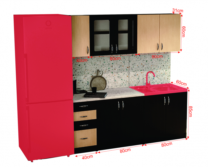 Bucatarie Venus Ro 2.0m, Wenge + Mesteacan [6]