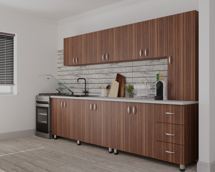 Bucatarie Yustina nuc, 280x43x189cm [7]