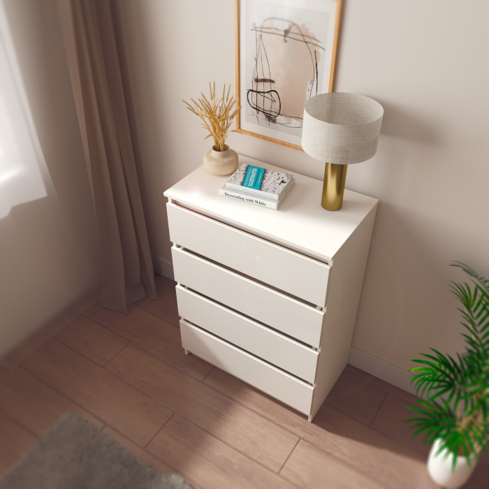 Comoda Aria 4 sertare  Alb 70x40x96 cm [4]