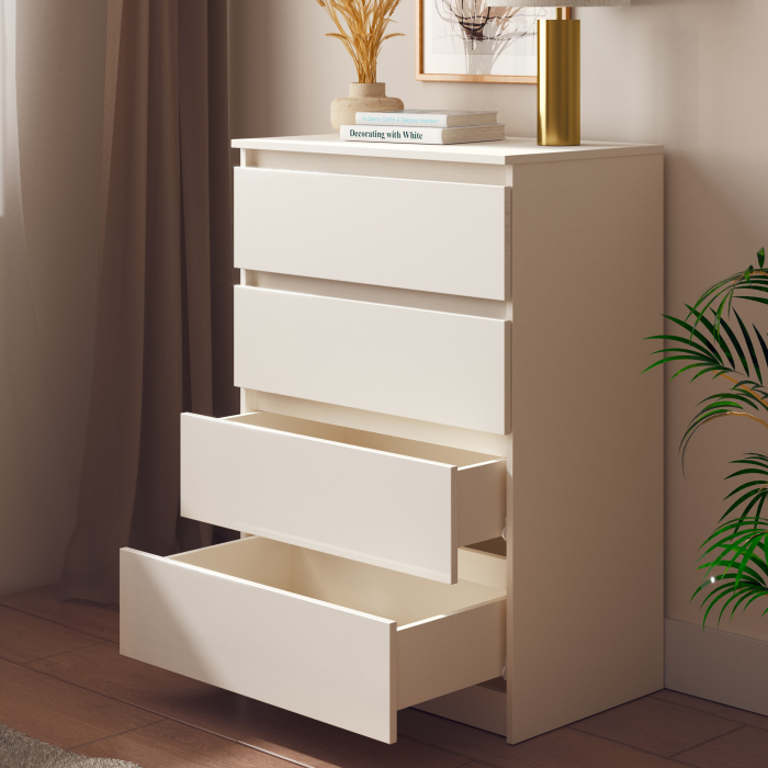 Comoda Aria 4 sertare  Alb 70x40x96 cm [5]